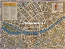 Nostalgie Faltkarte BUDAPEST Plan Poster Wandbild Dekoration 27/36