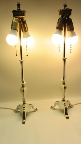 Paar tripod tischlampe messing - paar,