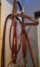 Westerntrense FULL+ Split Reins mit Punzierungen, Rohhaut, Silberne Concas