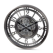 Wanduhr 53 cm Antik-Silber Metall Zahnrad Bewegung Ziffern 676054 Deko formano