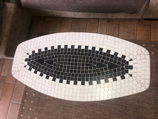 Retro Vintage Shabby Couchtisch Platte massiv Fliesen schwarz weiß