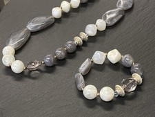 MODESCHMUCK SET HALSKETTE KETTE ARMBAND KUNSTSTEINE KÜNSTLICHE STEINE