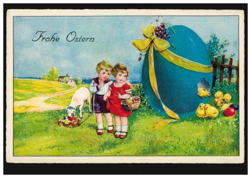 Ostern kinder osterlamm - ak, kinder,
