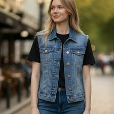 Fritzi aus Preußen Damen Weste Ärmellose Jeans Weste Denim Modisch mit Taschen