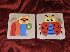 2x Verschieden Holzpuzzle Für