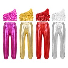 Kinder Mädchen Tanzbekleidung Tanz Anzug Hip Hop Uniform One Shoulder Mit Hosen