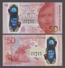 UNC Bank Of Scotland £50 Fifty Pounds 2021 Polymer Issue Falkirk Wheel