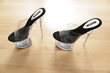 Sexy Gogo Plateau High Heels Pantoletten von Jumex transparent schwarz Gr 39
