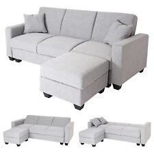 B-Ware Sofa MCW-H47 mit Ottomane, Couch, Stauraum 217x145cm, Stoff hellgrau