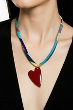 Halskette bunte Streifen Herz