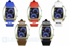 LED Tacho Armbanduhr Silikon Armband Uhr Herrenuhr Damenuhr Tachometer Optik