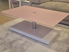 Couchtisch höhenverstellbar, Milchglas rose