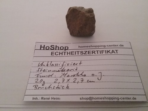 Steinmeteorit mit zertifikat - mit,