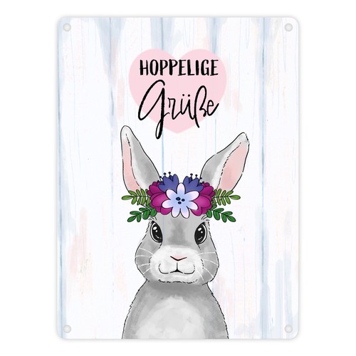 Hoppelige grüße metallschild - hoppelige,