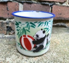 Emaille Kochtopf Kanne Milchtopf Garten Henkeltopf dekorativ Bepflanzung Panda 