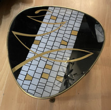 50er 60er Blumenhocker Tisch Glasplatte Mosaikmuster True Vintage Mid Century