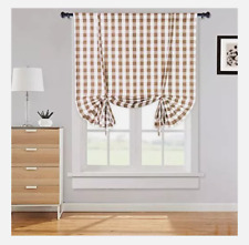 LinTimes Küchenvorhang Raffrollo Kariert halbtranparent Scheibengardinen 107x160