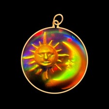 Hologramm Anhänger 9 kt Gold - Sonne & Mond (Medium) - ohne Kette