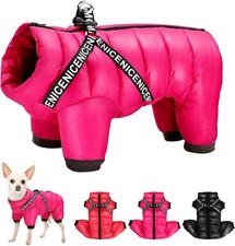 Didog-Wintermantel für kleine Hunde, wasserdichte mit Geschirr und D-Ringen,Pink