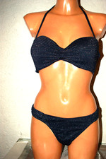 BIKINI  dunkelblau Lurex Silber Glimmer Glitzer S