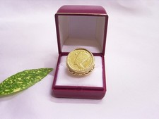 585, 750 GELBGOLD MÜNZRING, 1 DUKAT 980 GOLD, NOFRETETE ÄGYPTEN 1961