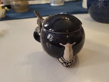 Senftopf Blau Antik Vintage