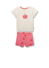 Sanetta Mädchen Schlafanzug kurz Bio Baumwolle Beige Rosa Apfel NEU