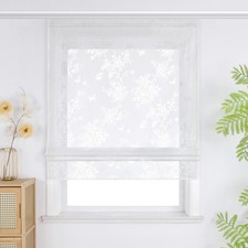 Raffrollo Ausbrenner Raffgardinen mit Klettband Schlaufen Küche Vorhang Modern