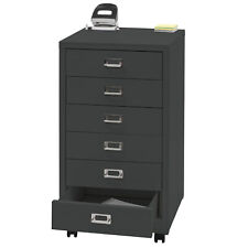 B-Ware Rollcontainer MCW-L49, Stahlschrank, Metall 6 Schubladen dunkelgrau