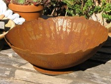 Edelrost Dekoschale Riffle Pflanzschale Schale Metall Blumenschale Garten