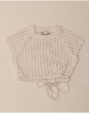 Zara Damen Crop Häkel Bluse