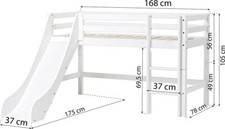 Hoppekids ECO Dream Halbhochbett Junior 70x160 cm mit Rutsche ( weiß)