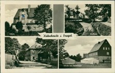 Ansichtskarte Kühnhaide Erzgebirge Schule Dorfbach Gasthof Ferienlager (Nr.9743)