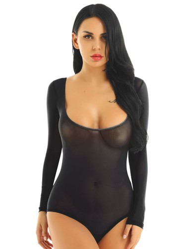Damen langarm body transparent - damen,