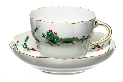 Kaffeegedeck grün roter