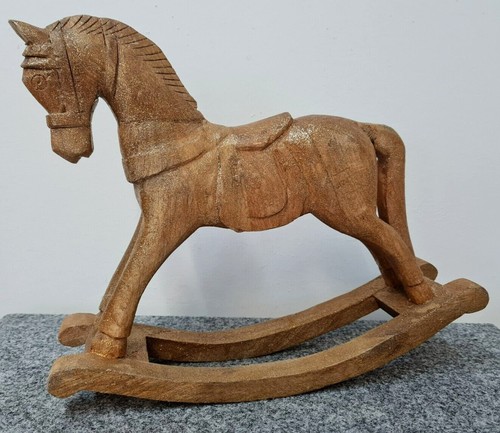Schaukelpferd holz gold - schaukelpferd,