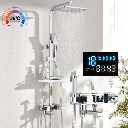 Chrom thermostat duschset led - duschset,