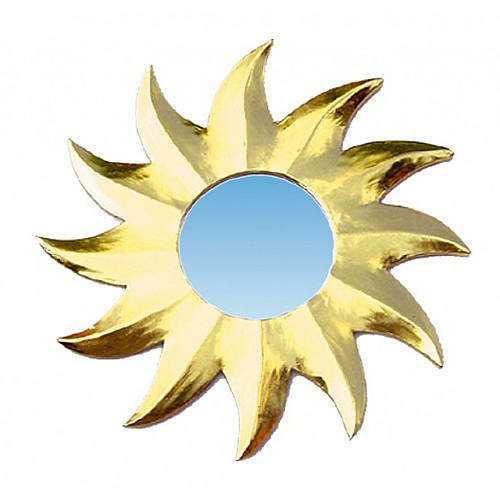 Spiegel sonnenstern holz gold - spiegel,