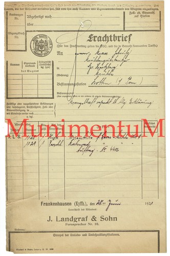 Frachtbrief frankenhausen - frachtbrief, n
