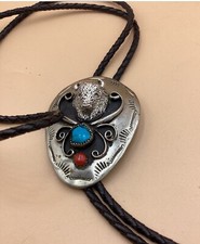 Indianer Schmuck Silber Türkis Bolo Tie Koralle Westernkrawatte Navajo Gr Canyon