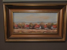 Landschaftsbild -  Bild handgemalt mit Holzrahmen 26cm  x 16cm Signiert