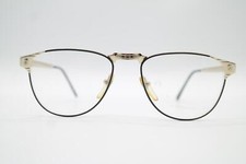 Vintage Trend Company 244 Schwarz Gold Oval Brille Brillengestell eyeglasses NOS