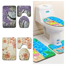 3Tlg.Set Badematte Badvorleger Badgarnitur Rutschfest Badteppich WC-Vorleger