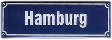 Deko-Magnet Hamburg in Strassenschild-Optik, Souvenir, ca. 7,5 x 2,5 cm