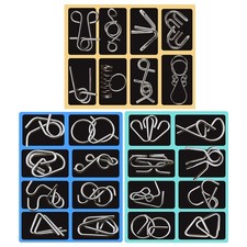 Metalldraht Puzzle 24er Set, Gehirnteaser IQ Test Eisen Link Entsperren Verriegelungsspiel