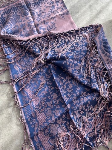 Trachtentuch blau rosa 100 - blau, rosa,