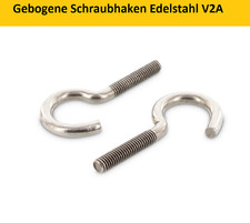 Schraubhaken gebogen Edelstahl A2 Gewinde metrisch halbrund M5 M6 M8