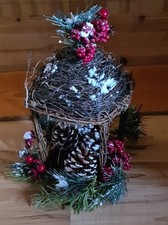 Deko Gesteck Weihnachten, Herbst Natur Beeren Tannenzweige Holz Weide Winter rot