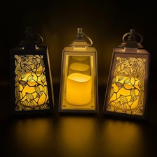 3er Set LED Deko Laternen blau