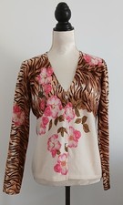 MARIA DI RIPABIANCA STRICKJACKE  GR. 38 WOLLE/KASCHMIR/SEIDE ROSEN TIGER, KNÖPFE